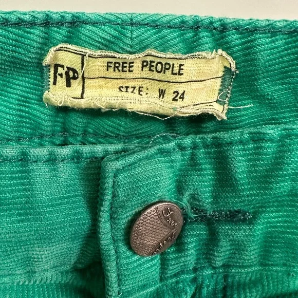 Free People FP Green Corduroy Skinny Pants Size 24 - Picture 3 of 4